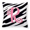 thumbnail image 1 of Letter R Initial  Zebra Stripe and Pink Fabric Decorative Pillow, 1 of 4