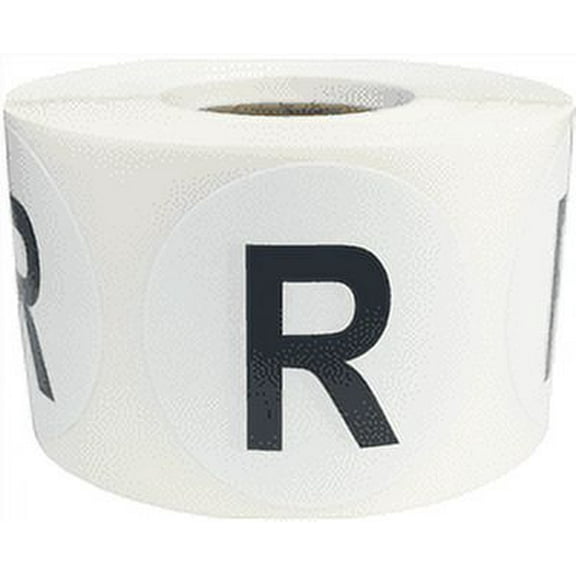 Letter R Inventory Labels 1.5 inch Round Circle Dots 500 Adhesive Stickers