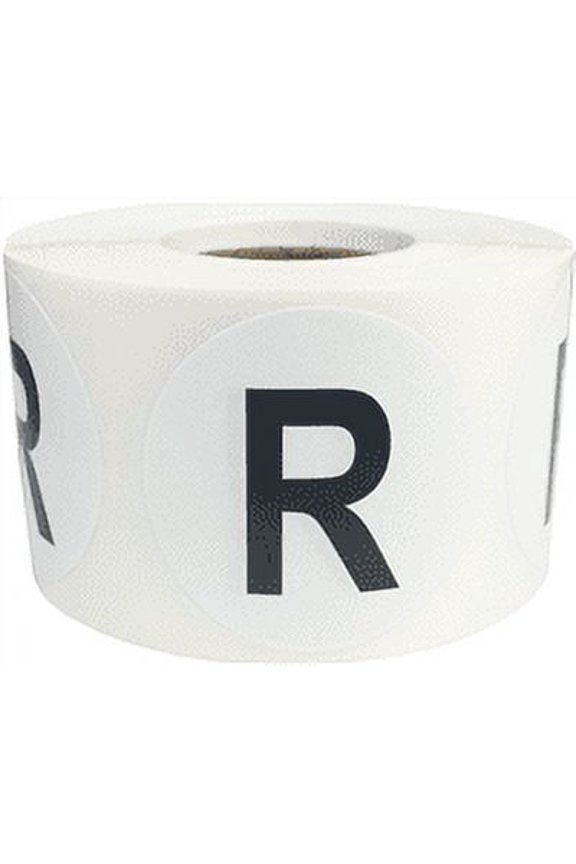 Letter R Inventory Labels 1.5 inch Round Circle Dots 500 Adhesive Stickers