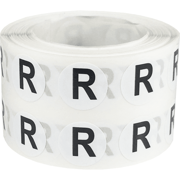 Letter R Inventory Labels .5 Inch Round Circle Dots 1,000 Adhesive Stickers