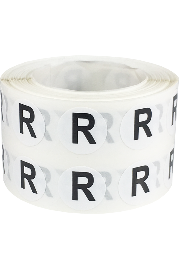 Letter R Inventory Labels .5 Inch Round Circle Dots 1,000 Adhesive Stickers