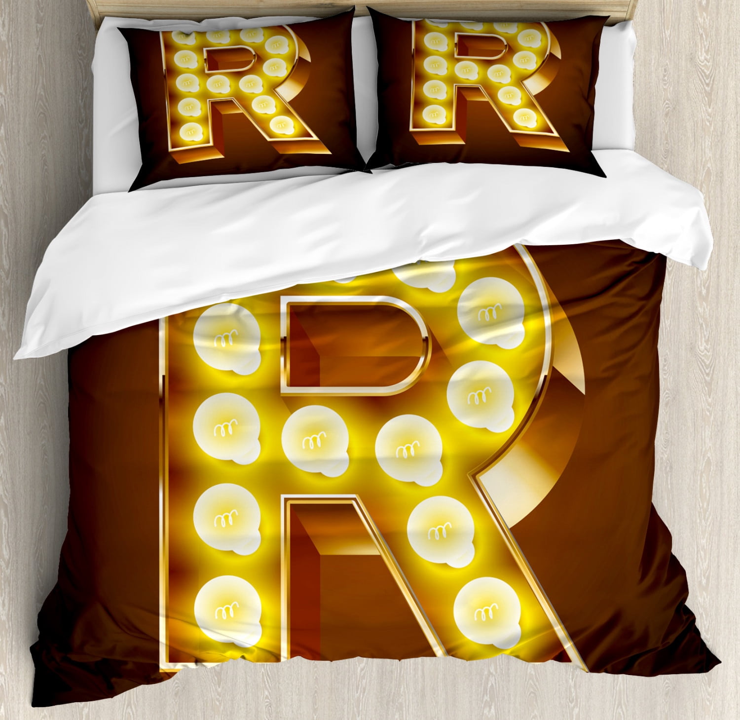 Letter R King Size Duvet Cover Set, Old Carnival Themed Alphabet Symbol ...