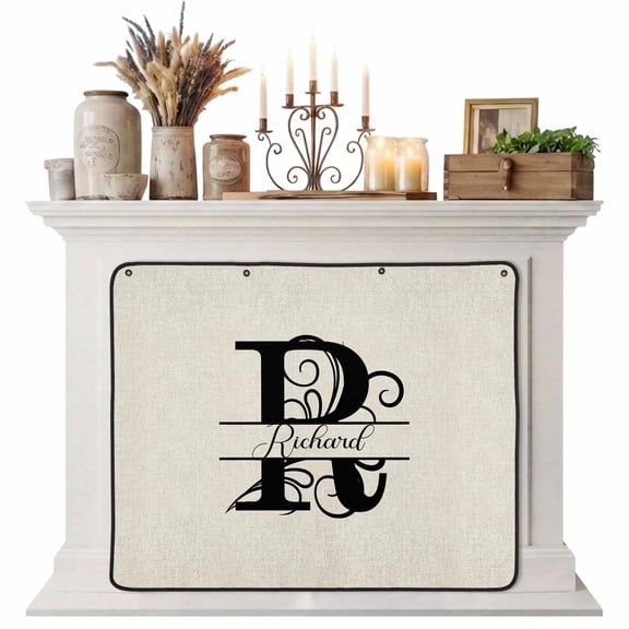 Letter R Magnetic Fireplace Cover, Fireplace Draft Blocker, Monogram Words Fireplaces Blanket for Heat Loss/Cold Air, Fireplaces Draft Stopper Cover for Inside 51"x39"