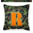 thumbnail image 1 of Letter R Monogram - Camo Green Fabric Decorative Pillow, 1 of 4