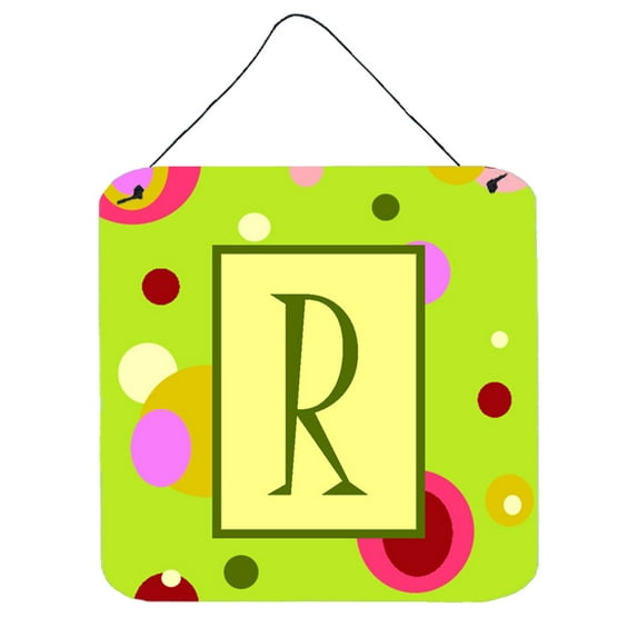 Letter R Monogram - Lime Green Wall or Door Hanging Prints