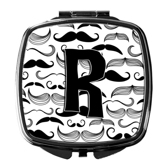 Letter R Moustache Initial Compact Mirror