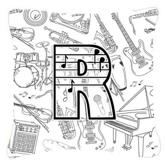 Letter R Musical Note Letters Canvas Fabric Decorative Pillow