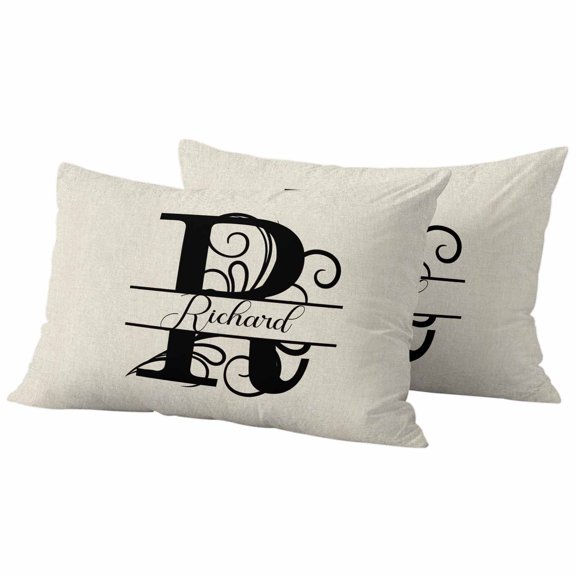 Letter R Outdoor Pillow Covers, Waterproof Decorative Throw Pillowcases Set of 2, Monogram Words Couch Cushion Cases with Zipper for Outside Patio Garden Sofa 20"x12"