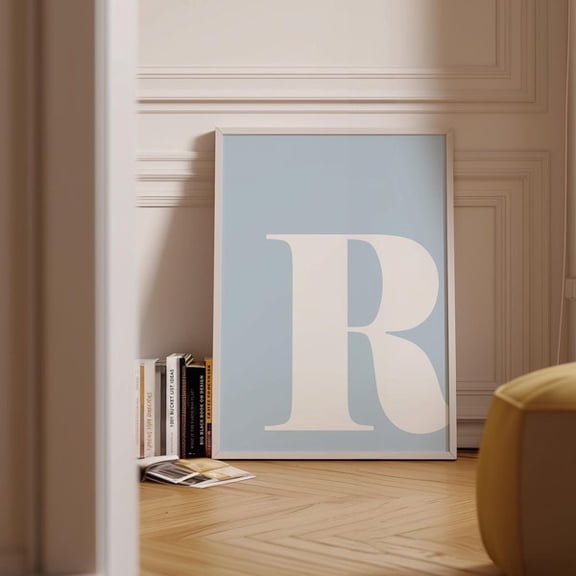 Letter R Poster, Alphabet Letter Art, Letter R Print, Letters For Nursery, Name Initial Print, Big Letters For Wall, Light Blue Wall Art- Wall Art Print, 8x12 UNFRAMED