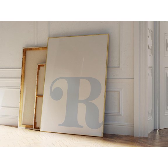 Letter R Print Blue Alphabet Initial Wall Art Pdf, Unframed Paper Print
