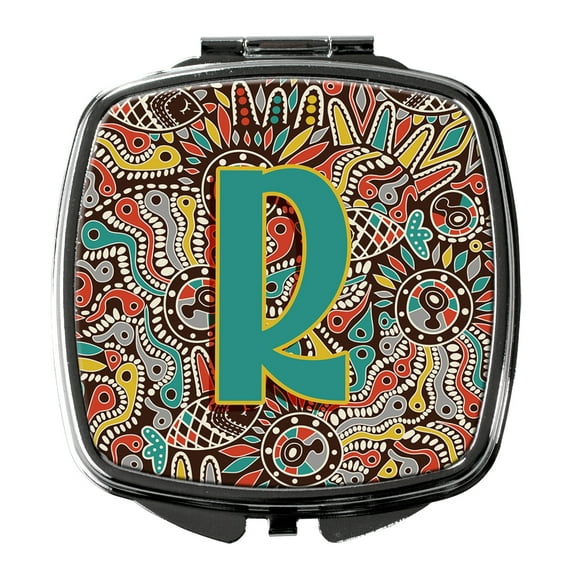 Letter R Retro Tribal Alphabet Initial Compact Mirror