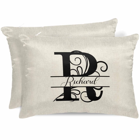 Letter R Satin Pillowcase for Hair and Skin with Zipper, Soft Breathable Cooling Silk Pillow Cases, Monogram Words Throw Pillow Covers King Size 20"x36" Set of 2