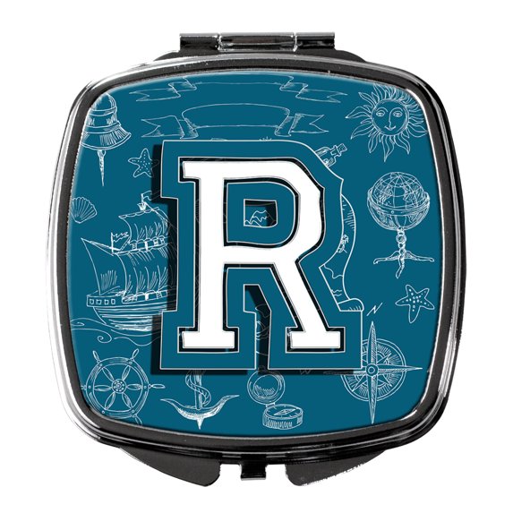 Letter R Sea Doodles Initial Alphabet Compact Mirror