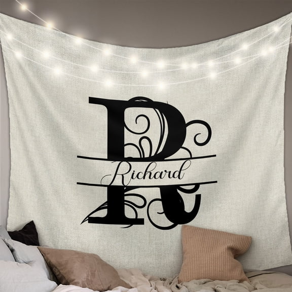 Letter R Small Tapestry for Bedroom Wall Hanging Tapestry, Monogram Words Ceiling Backdrop Tapestries Poster Blanket Wall Decor for Teens Room Living Room Dorm 23" x 28"