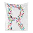 thumbnail image 1 of Letter R Soft Flannel Fleece Throw Blanket, Cool and Creative Arts Themed Typography Design Music Inspired Uppercase R Font, Cozy Plush for Indoor and Outdoor Use, 60" x 80", Multicolor, by Ambesonne, 1 of 5
