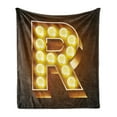 thumbnail image 1 of Letter R Soft Flannel Fleece Throw Blanket, Old Carnival Themed Alphabet Capital R Vibrant Colored Image Print, Cozy Plush for Indoor and Outdoor Use, 50" x 60", Caramel and Yellow, by Ambesonne, 1 of 6