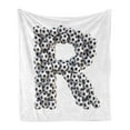 thumbnail image 1 of Letter R Soft Flannel Fleece Throw Blanket, Soccer Themed Pattern Abstract Alphabet Design Uppercase Character R Sign, Cozy Plush for Indoor and Outdoor Use, 70" x 90", Black and White, by Ambesonne, 1 of 5