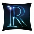 thumbnail image 1 of Letter R Throw Pillow Cushion Cover, Writing Language with Futuristic Design Elements Modern Themed Calligraphy Print, Decorative Square Accent Pillow Case, 20 X 20 Inches, Blue Black, by Ambesonne, 1 of 2