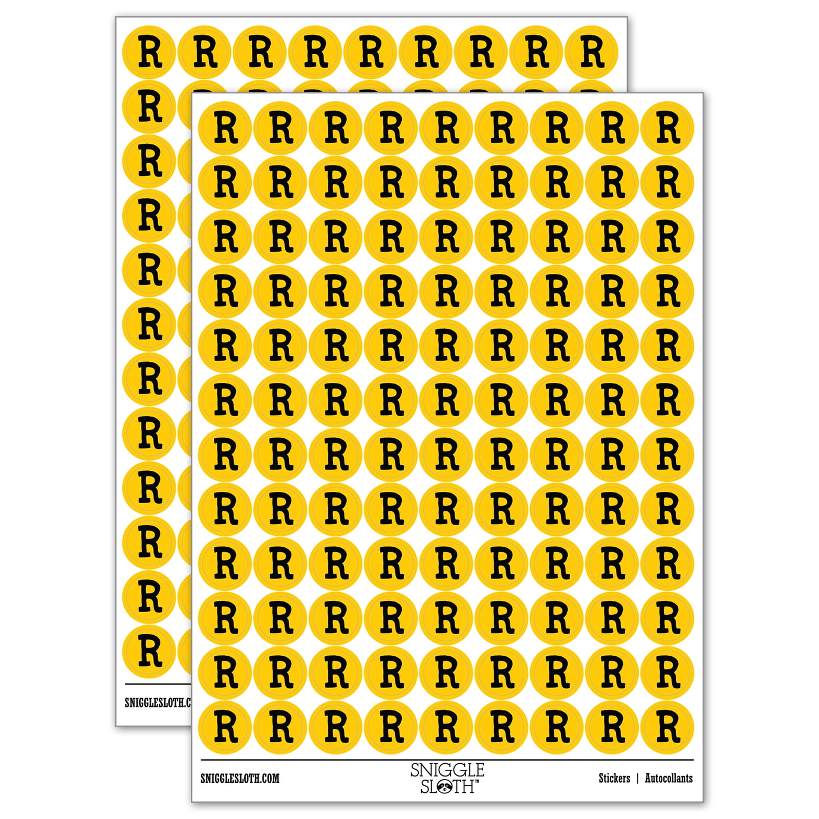 Letter R Uppercase Cute Typewriter Font 200+ Round Stickers - Yellow ...