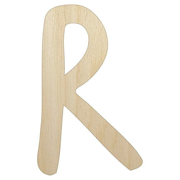 Letter R Uppercase Felt Marker Font Wood Shape Unfinished Piece Cutout Craft DIY Projects - 4.70 Inch Size - 1/8 Inch Thick