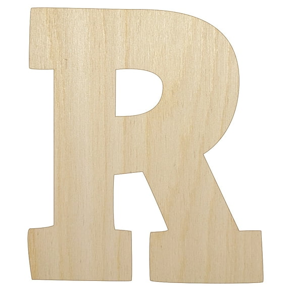 Letter R Uppercase Fun Bold Font Wood Shape Unfinished Piece Cutout Craft DIY Projects - 4.70 Inch Size - 1/8 Inch Thick
