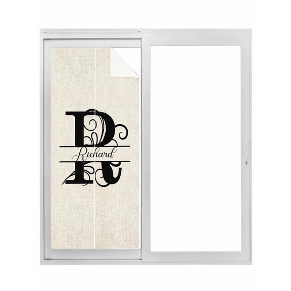Letter R Window Privacy Film, Monogram Words Static Cling UV Sun Blocking Tint Film Heat Control Windows Films for Bedroom Bathroom, Window Stickers 17.7"x39.3"