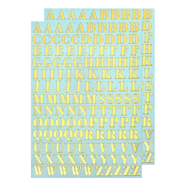 Letter Resin Stickers 2 Sheets Mini Alphabet Sticker Glitter Alloy