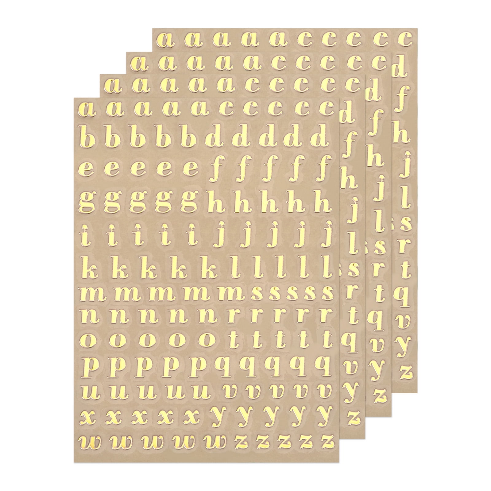Letter Resin Stickers 4 Sheets Mini Alphabet Sticker Glitter Alloy  Lowercase Self Adhesive Gold 3mm High 