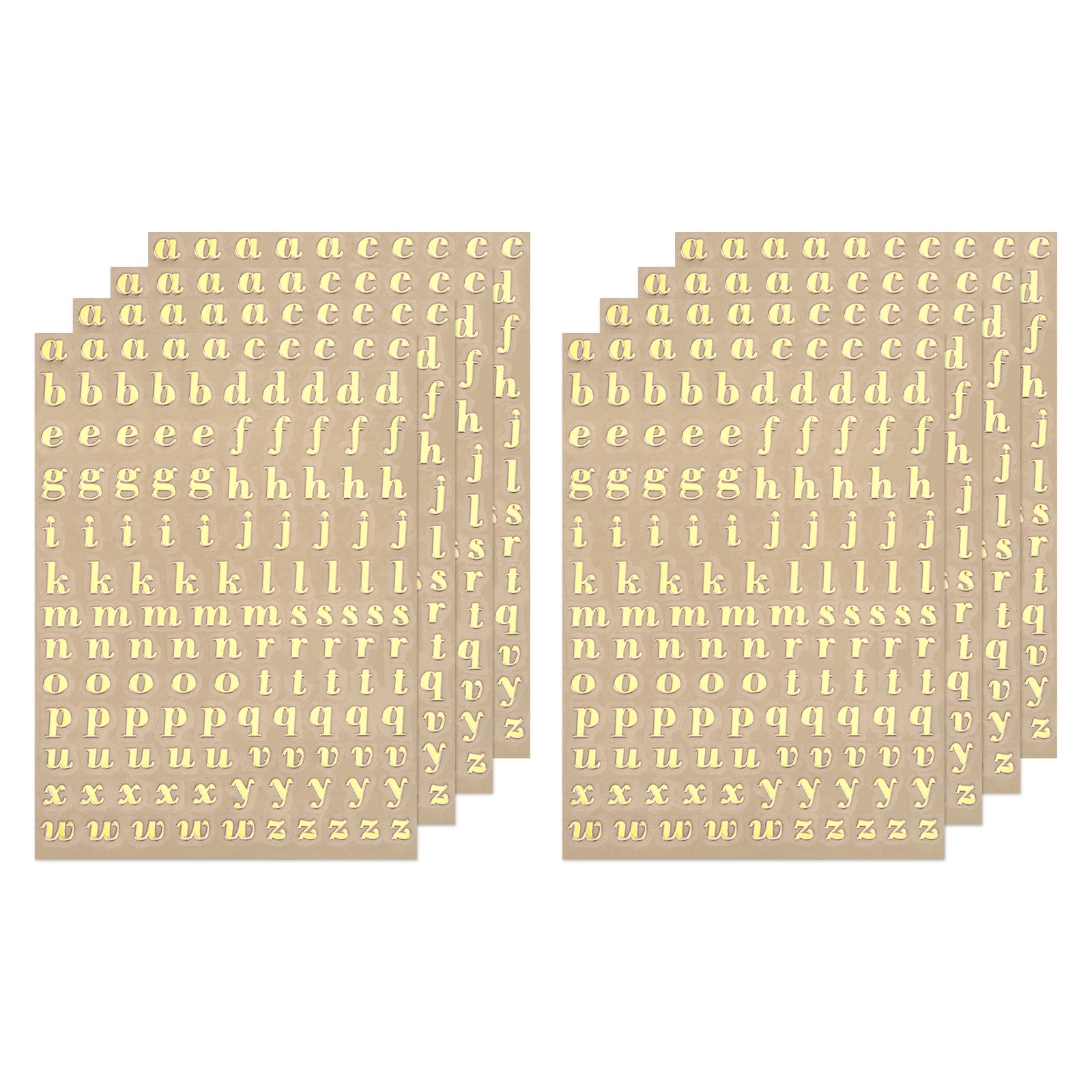 Letter Resin Stickers 8 Sheets Mini Alphabet Sticker Glitter Alloy ...