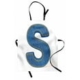 thumbnail image 1 of Letter S Apron Retro Style Denim Letter Character on White Background Conceptual Typography, Unisex Kitchen Bib Apron with Adjustable Neck for Cooking Baking Gardening, Blue Yellow, by Ambesonne, 1 of 3