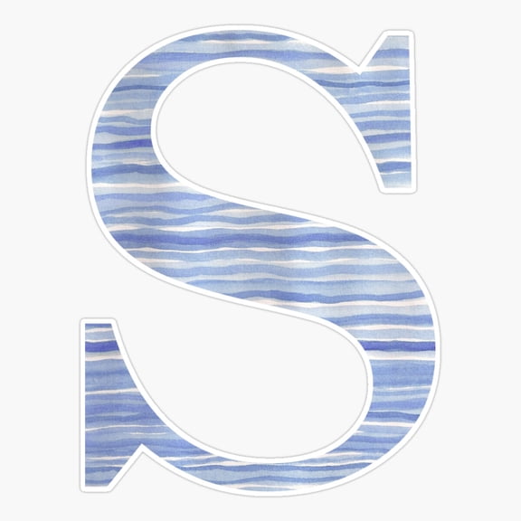 Letter S Blue Paint Stripes Monogram Vinyl Decal Sticker