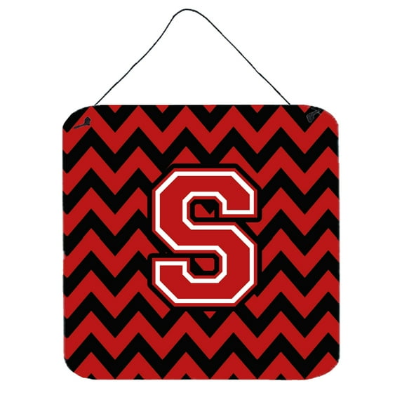 Letter S Chevron Black and Red Wall or Door Hanging Prints