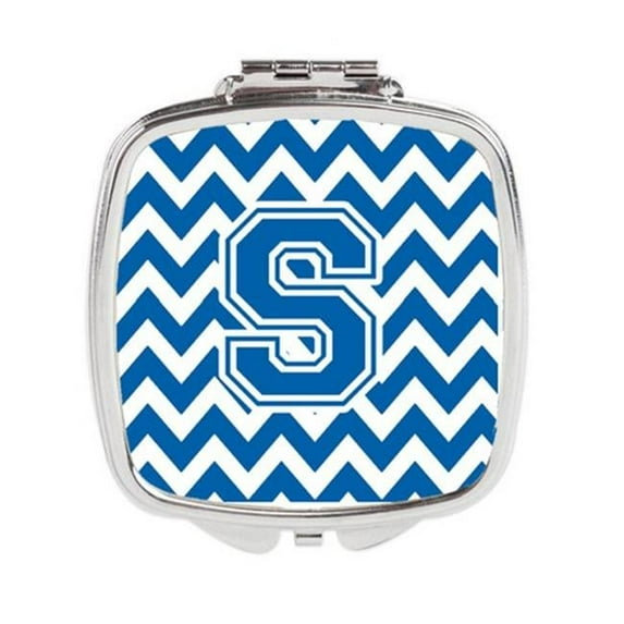 Letter S Chevron Blue & White Compact Mirror - Blue & White - 3in. H x 0.3in. W x 2.75in. L