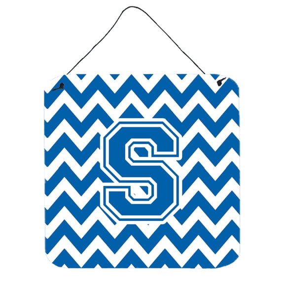 Letter S Chevron Blue and White Wall or Door Hanging Prints