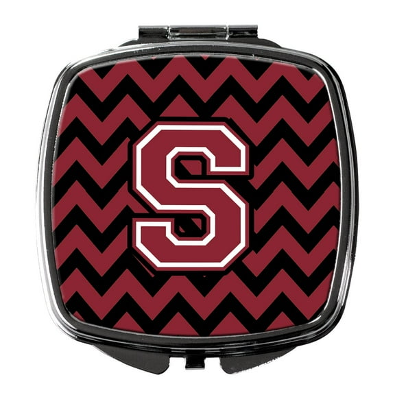 Letter S Chevron Garnet and Black  Compact Mirror