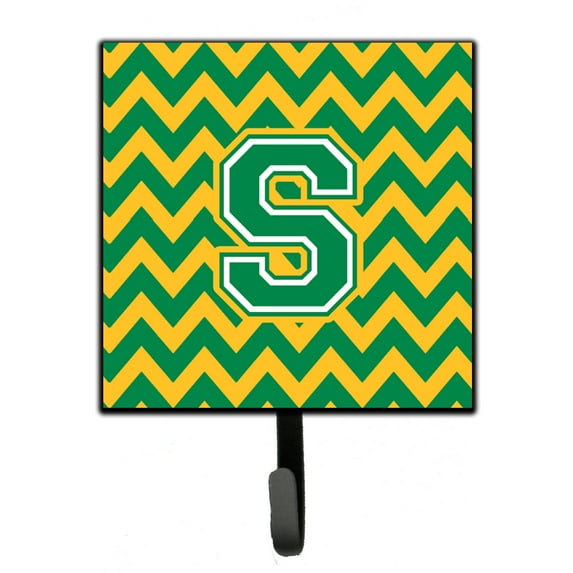 Letter S Chevron Green and Gold Leash or Key Holder
