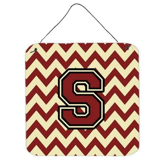 Letter S Chevron Maroon & Gold Wall or Door Hanging Prints