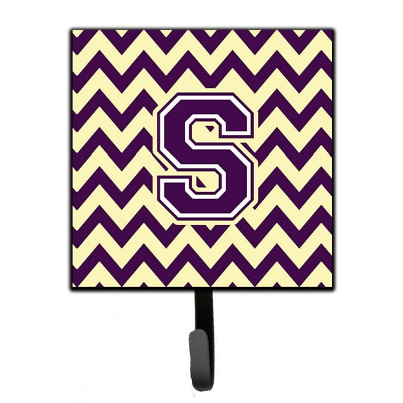 Letter S Chevron Purple and Gold Leash or Key Holder
