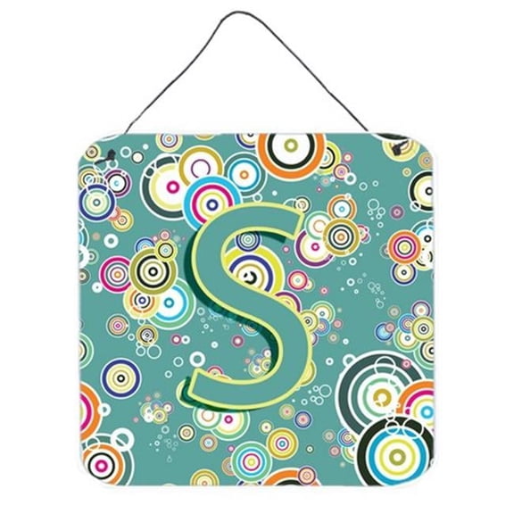 Letter S Circle Circle Teal Initial Alphabet Wall and Door Hanging Prints