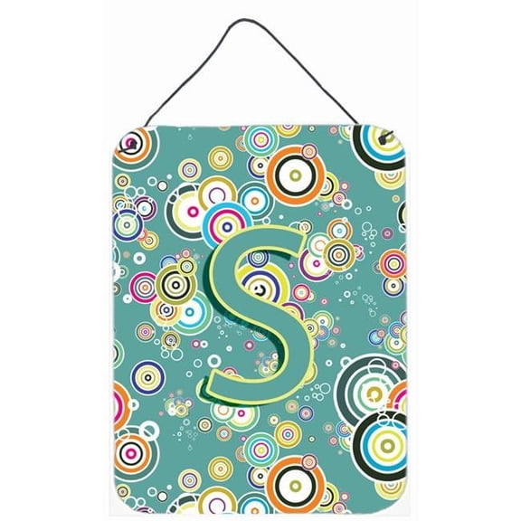 Letter S Circle Circle Teal Initial Alphabet Wall and Door Hanging Prints