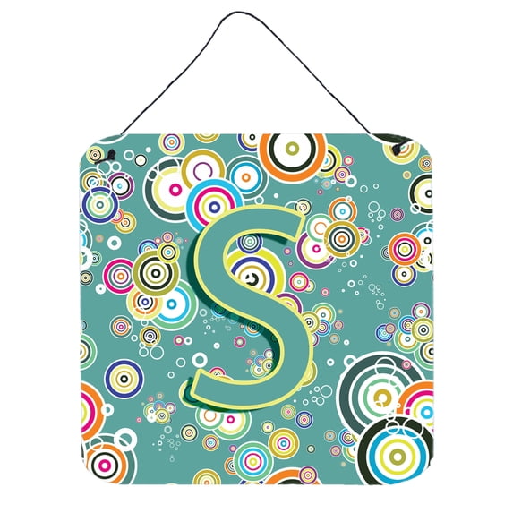 Letter S Circle Circle Teal Initial Alphabet Wall or Door Hanging Prints