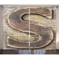 thumbnail image 1 of Ambesonne Letter S Curtains 2 Panel Set, Wooden Block S Font, 108" x 63", Pale Yellow Tan Grey, 1 of 3