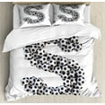thumbnail image 1 of Letter S Duvet Cover Set Queen Size, Footballs in the form of the Letter S of the Alphabet Hexagon Patterned Balls, Decorative 3 Piece Bedding Set with 2 Pillow Shams, Black White, by Ambesonne, 1 of 3