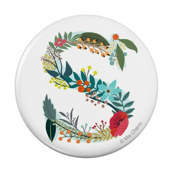 Letter S Floral Monogram Initial Kitchen Refrigerator Locker Button Magnet