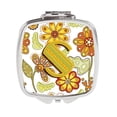 thumbnail image 1 of Letter S Floral Mustard & Green Compact Mirror, 1 of 1