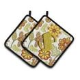 thumbnail image 1 of Letter S Floral Mustard and Green Pair of Pot Holders, 1 of 7