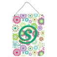 thumbnail image 1 of Letter S Flowers Pink Teal Green Initial Wall or Door Hanging Prints, 1 of 2