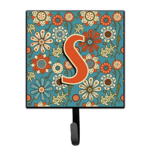 Letter S Flowers Retro Blue Leash or Key Holder