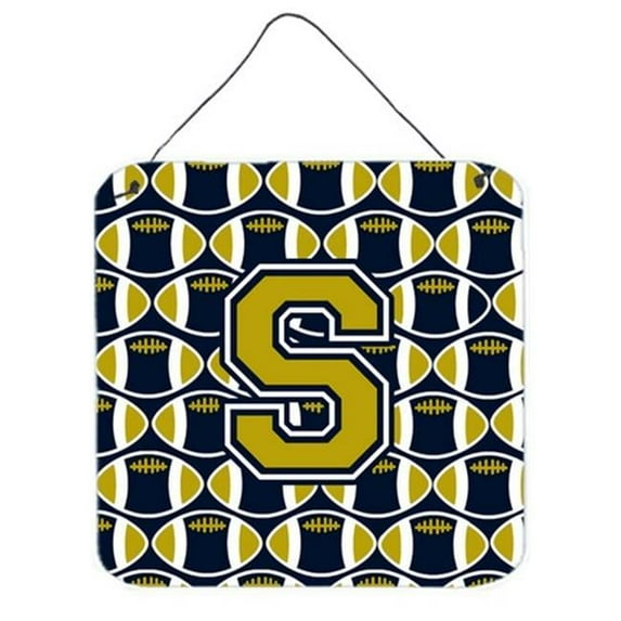 Letter S Football Blue & Gold Wall or Door Hanging Prints, 6 x 0.02 x 6 in.