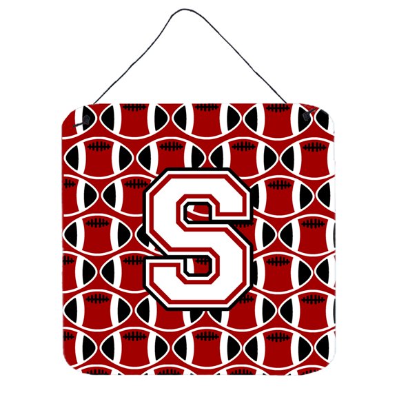 Letter S Football Cardinal and White Wall or Door Hanging Prints